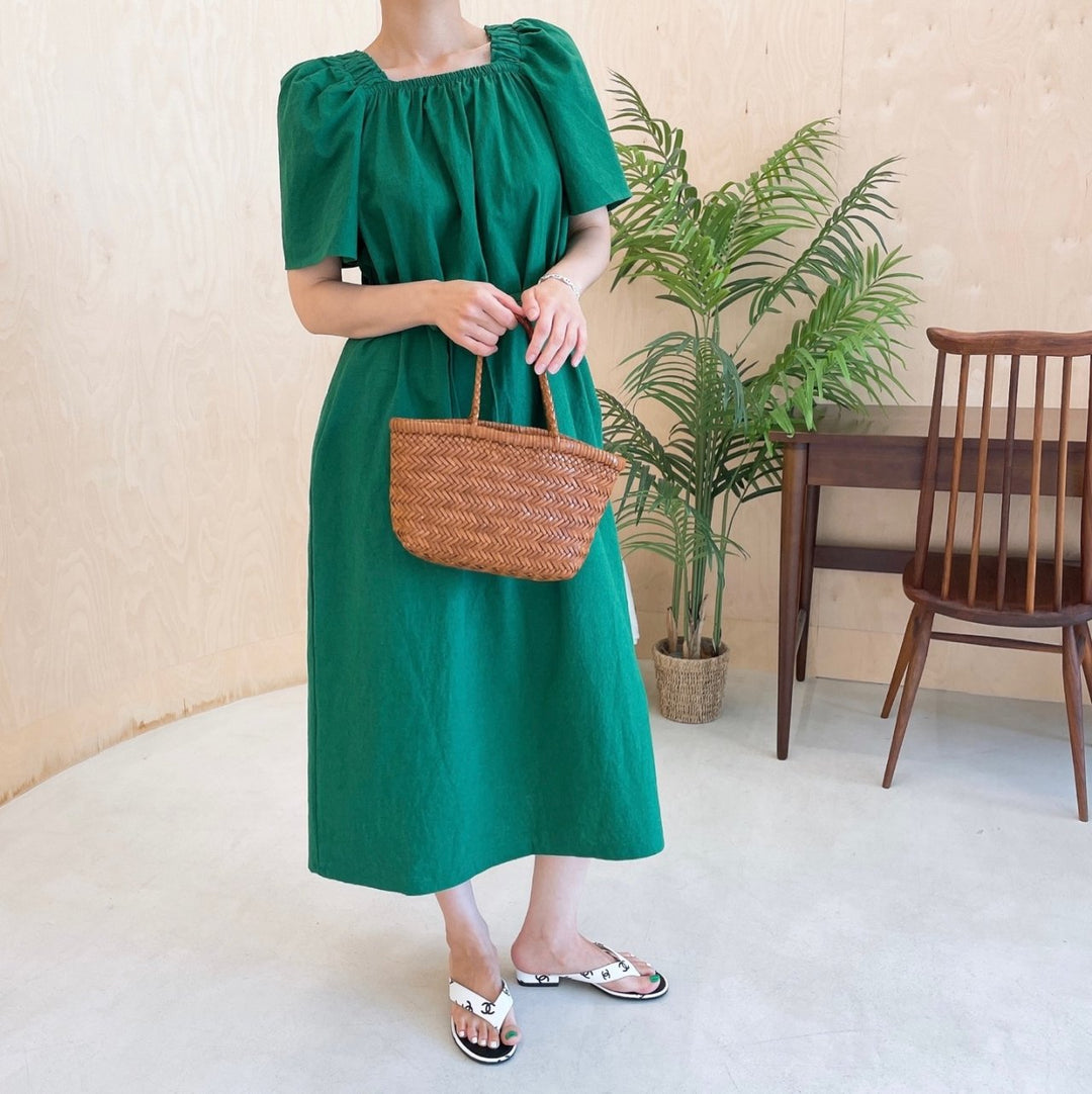 Square neck Linen Dress