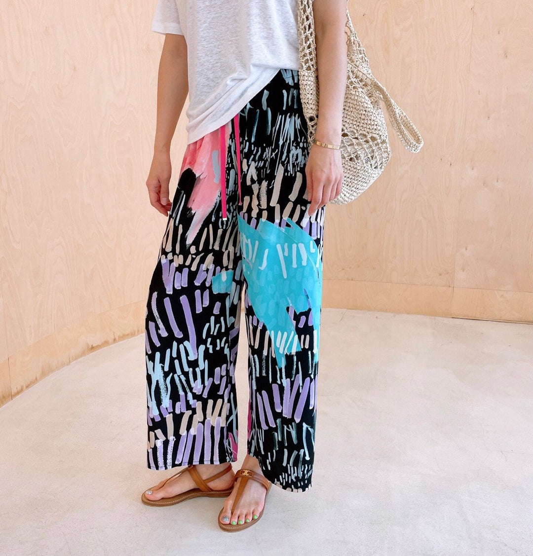 Paint Brush Pattern Summer Pants