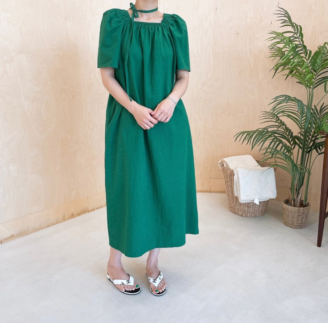 Square neck Linen Dress