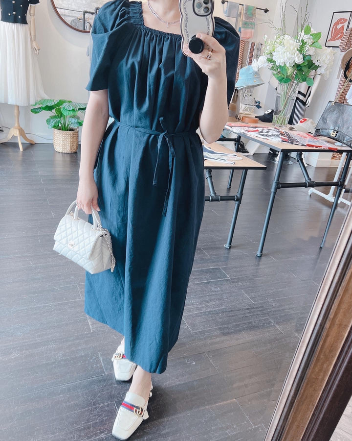 Square neck Linen Dress