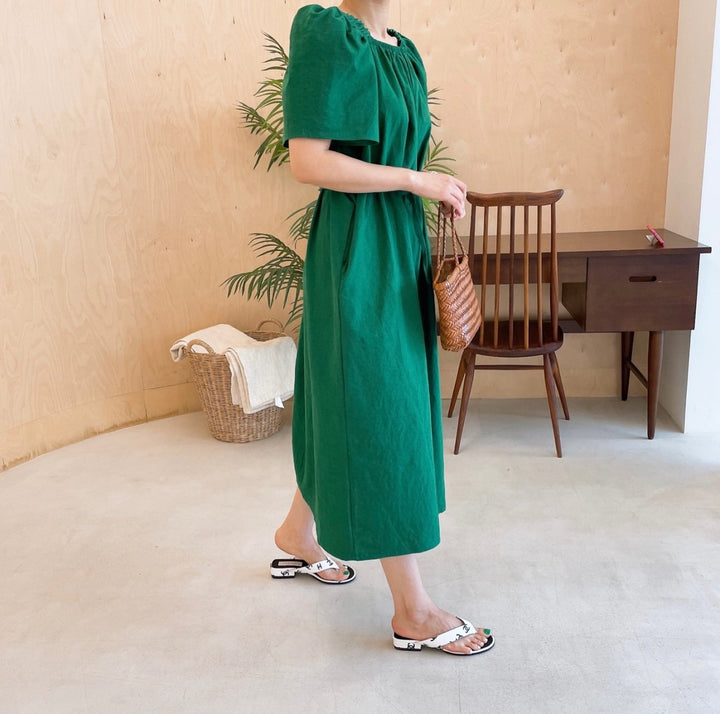 Square neck Linen Dress