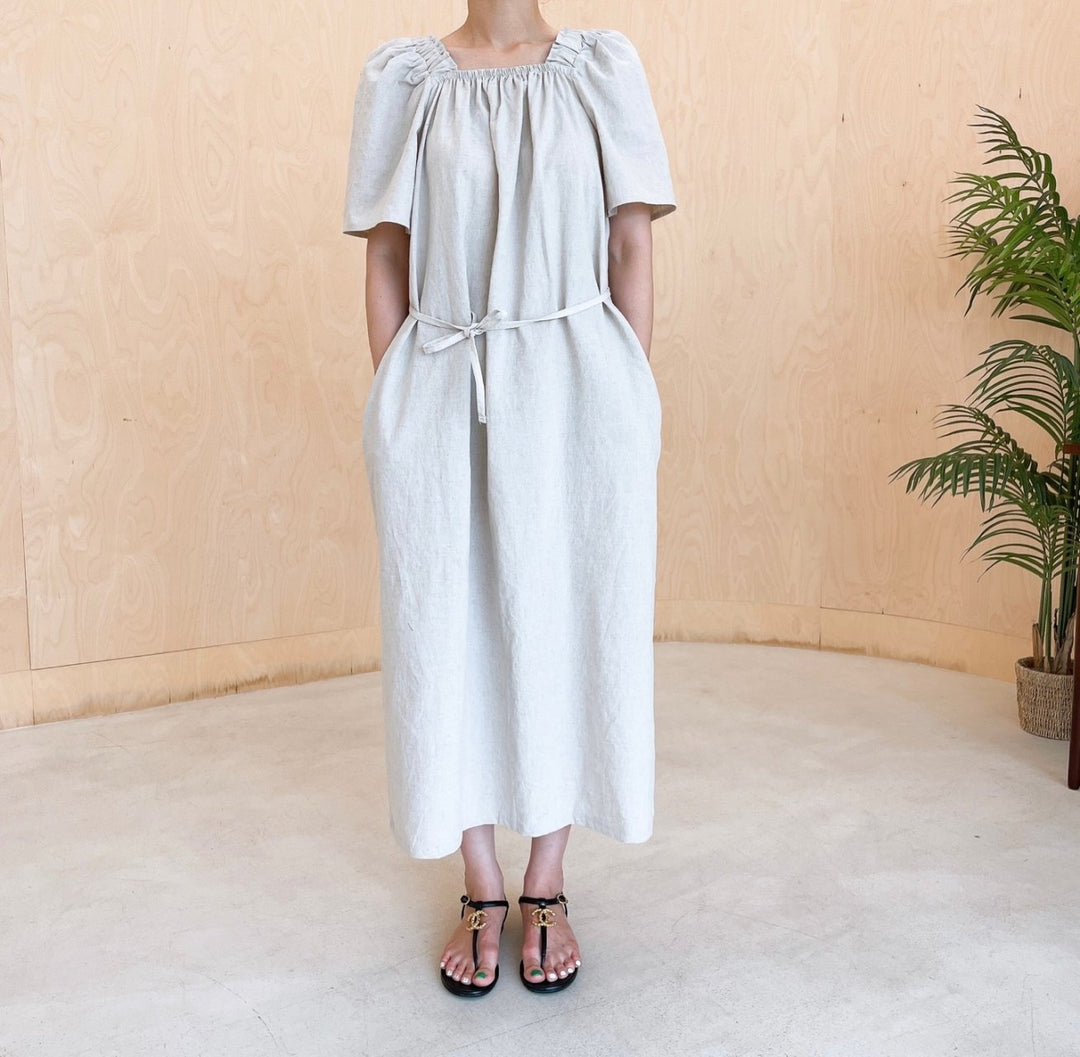 Square neck Linen Dress