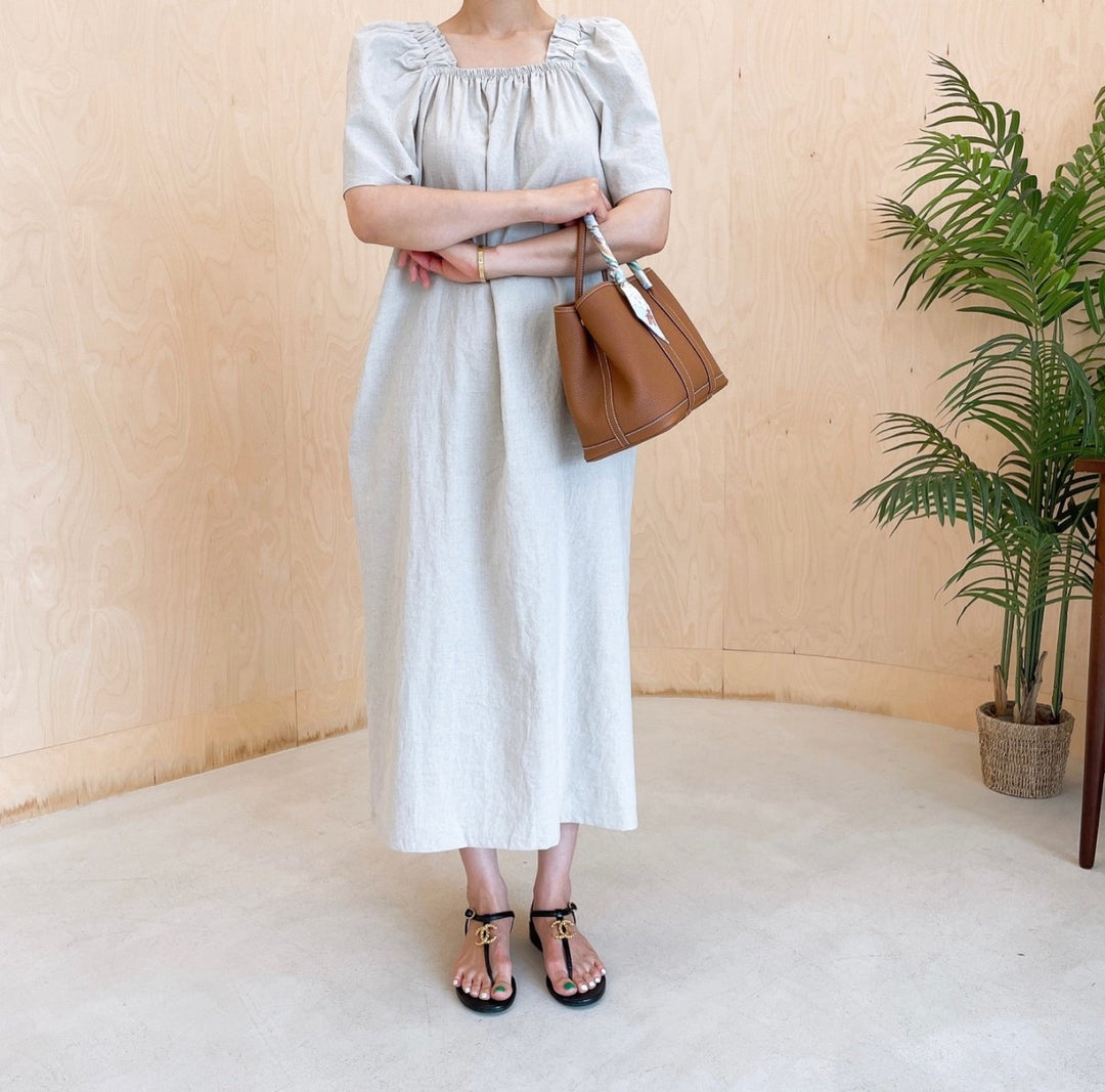 Square neck Linen Dress