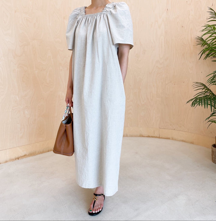 Square neck Linen Dress