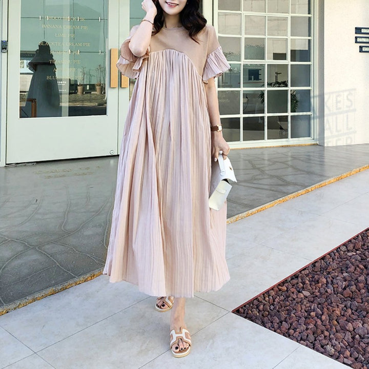 Ruffle Pleats Linen dress