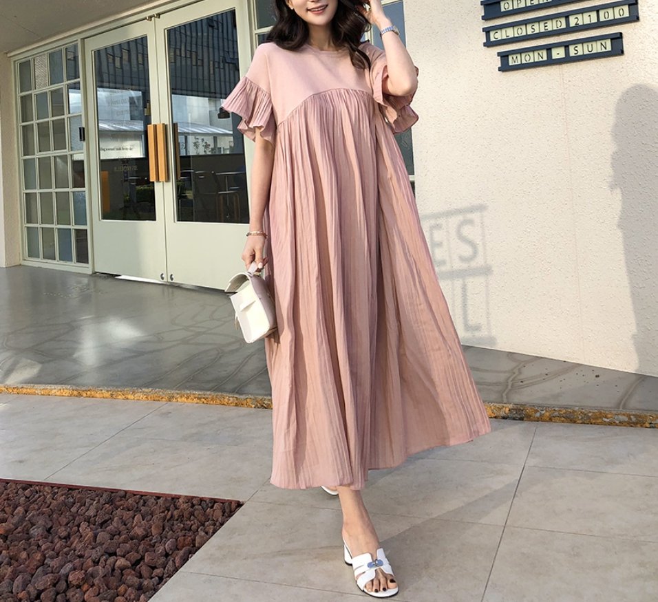 Ruffle Pleats Linen dress