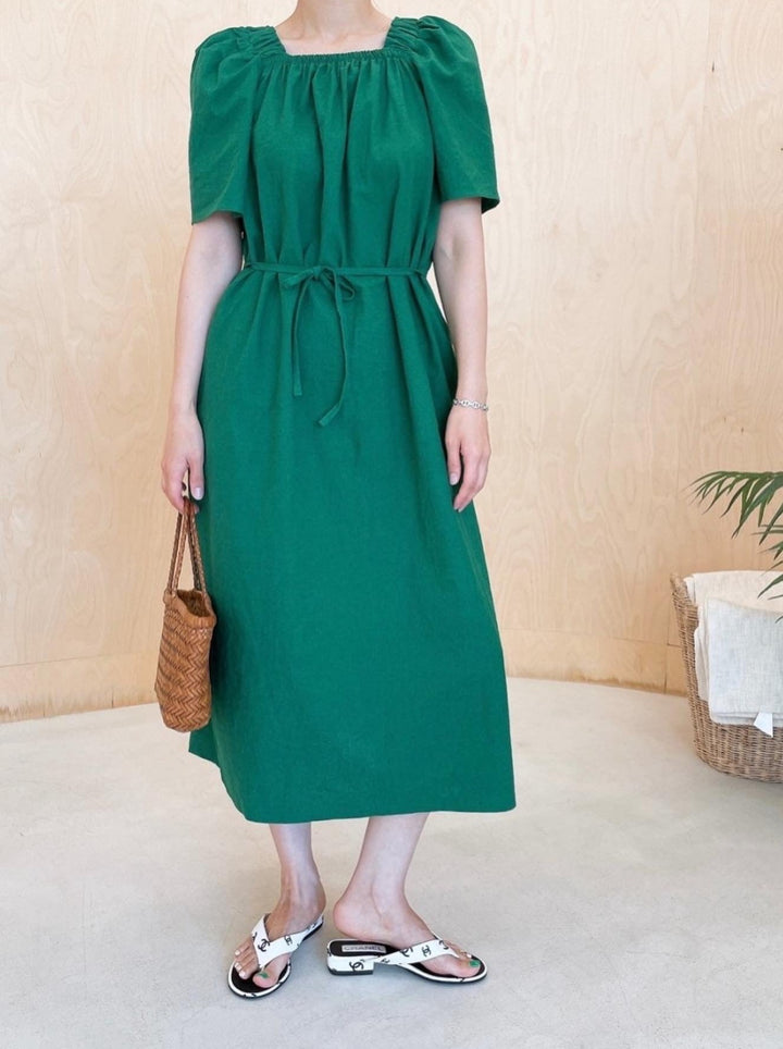 Square neck Linen Dress