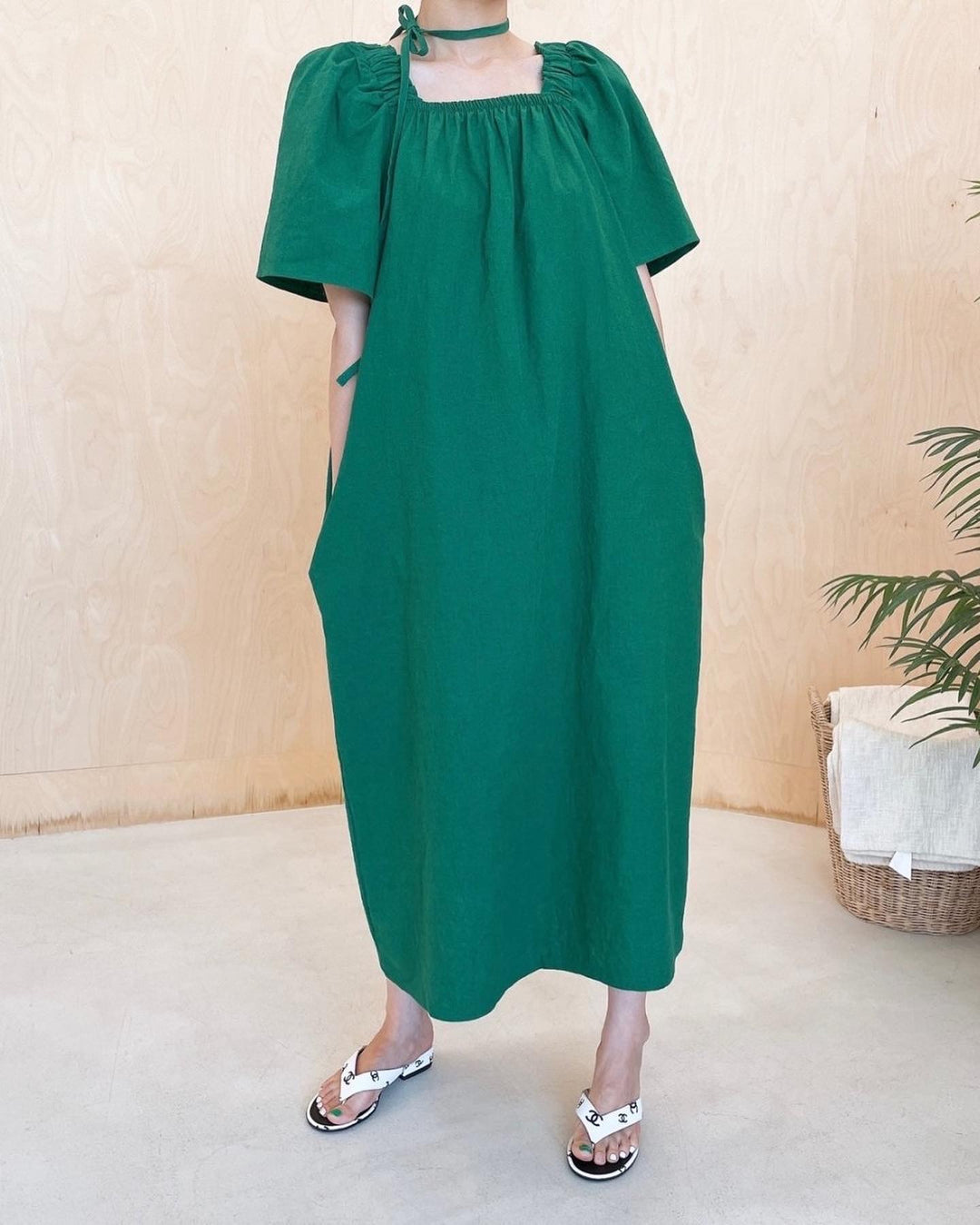 Square neck Linen Dress