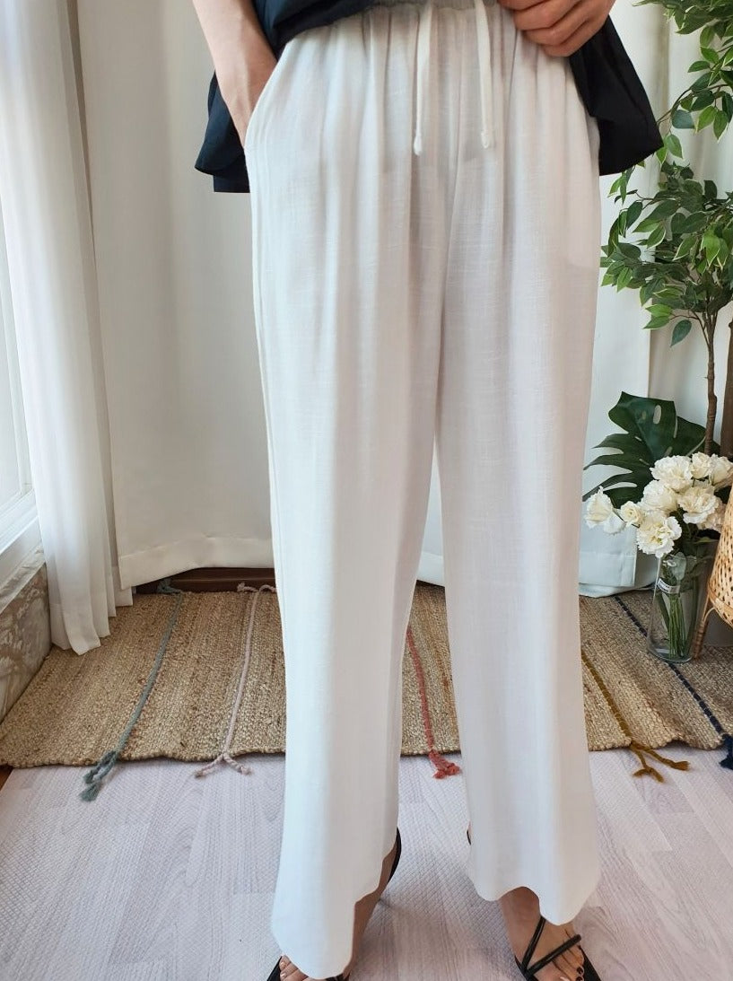 Linen Wide Banding Pants – S.motif
