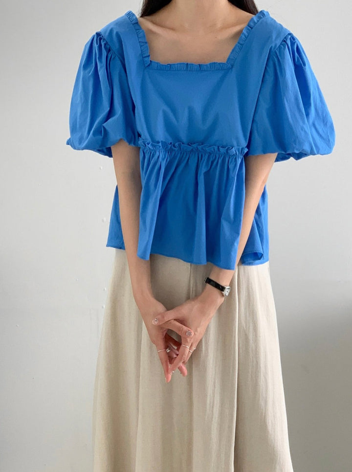 Puff Sleeve Cotton Blouse