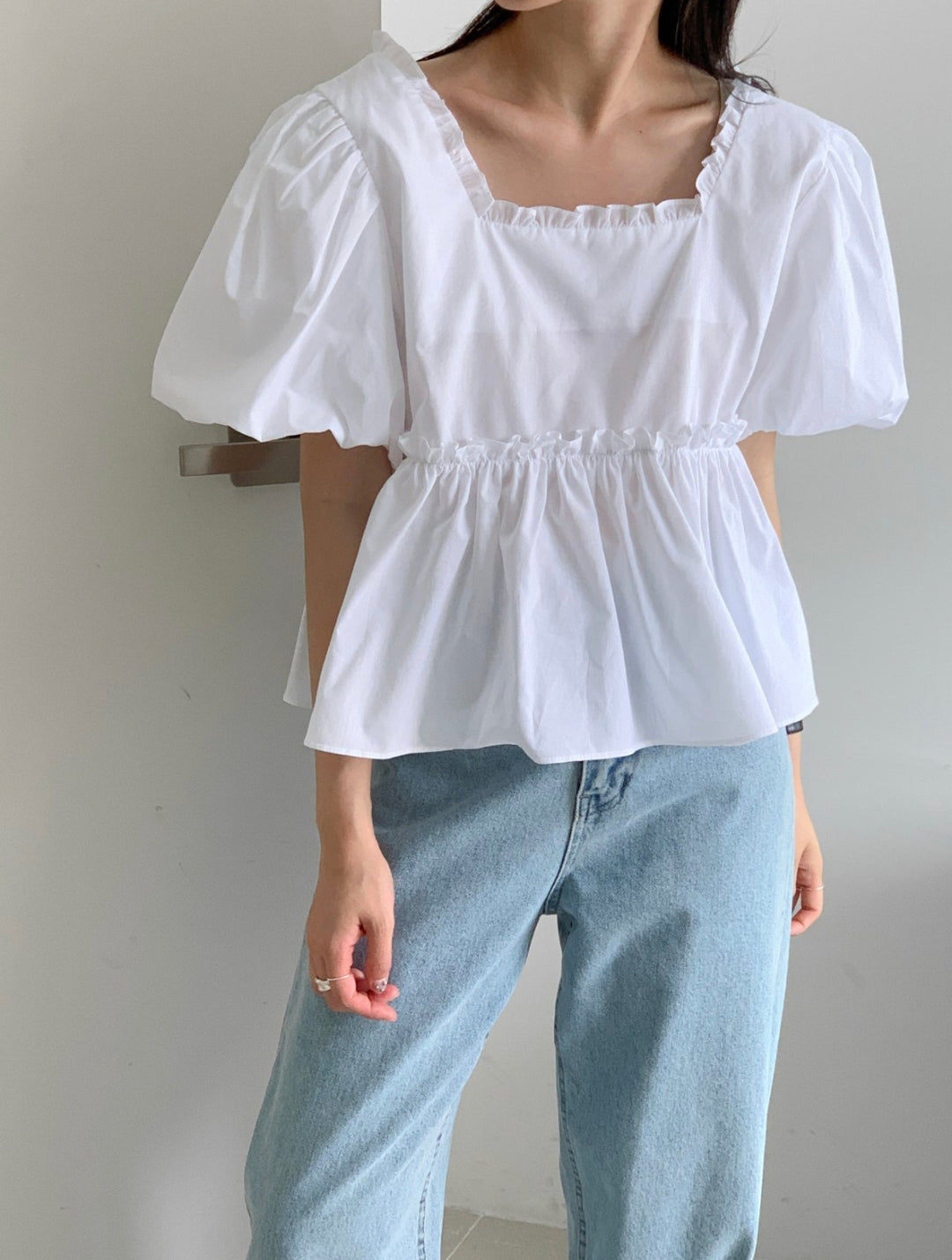 Puff Sleeve Cotton Blouse