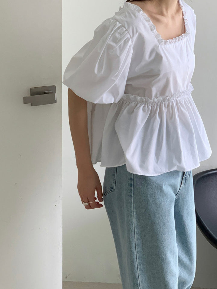 Puff Sleeve Cotton Blouse