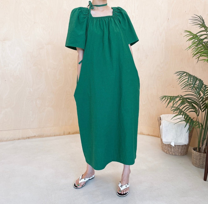 Square neck Linen Dress