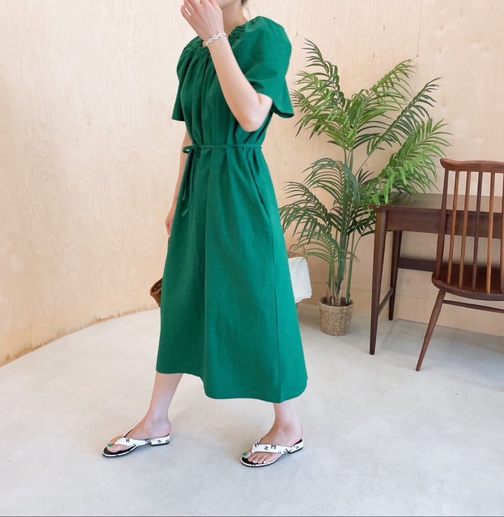 Square neck Linen Dress