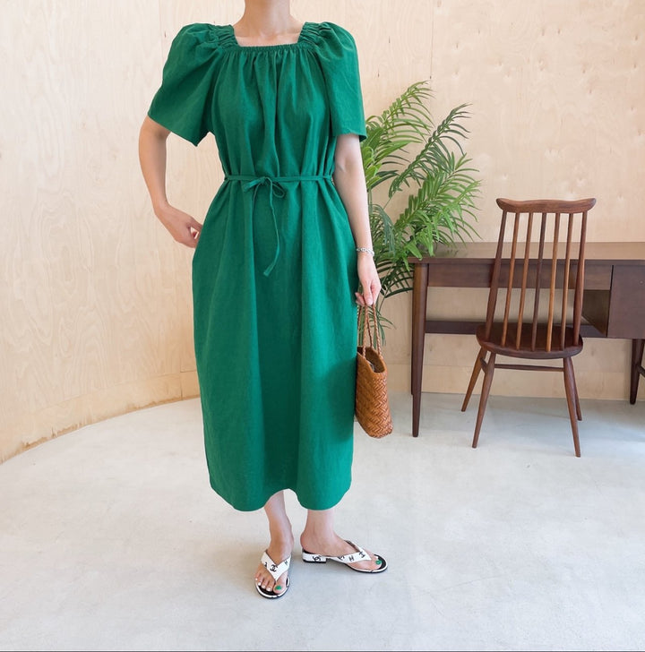 Square neck Linen Dress