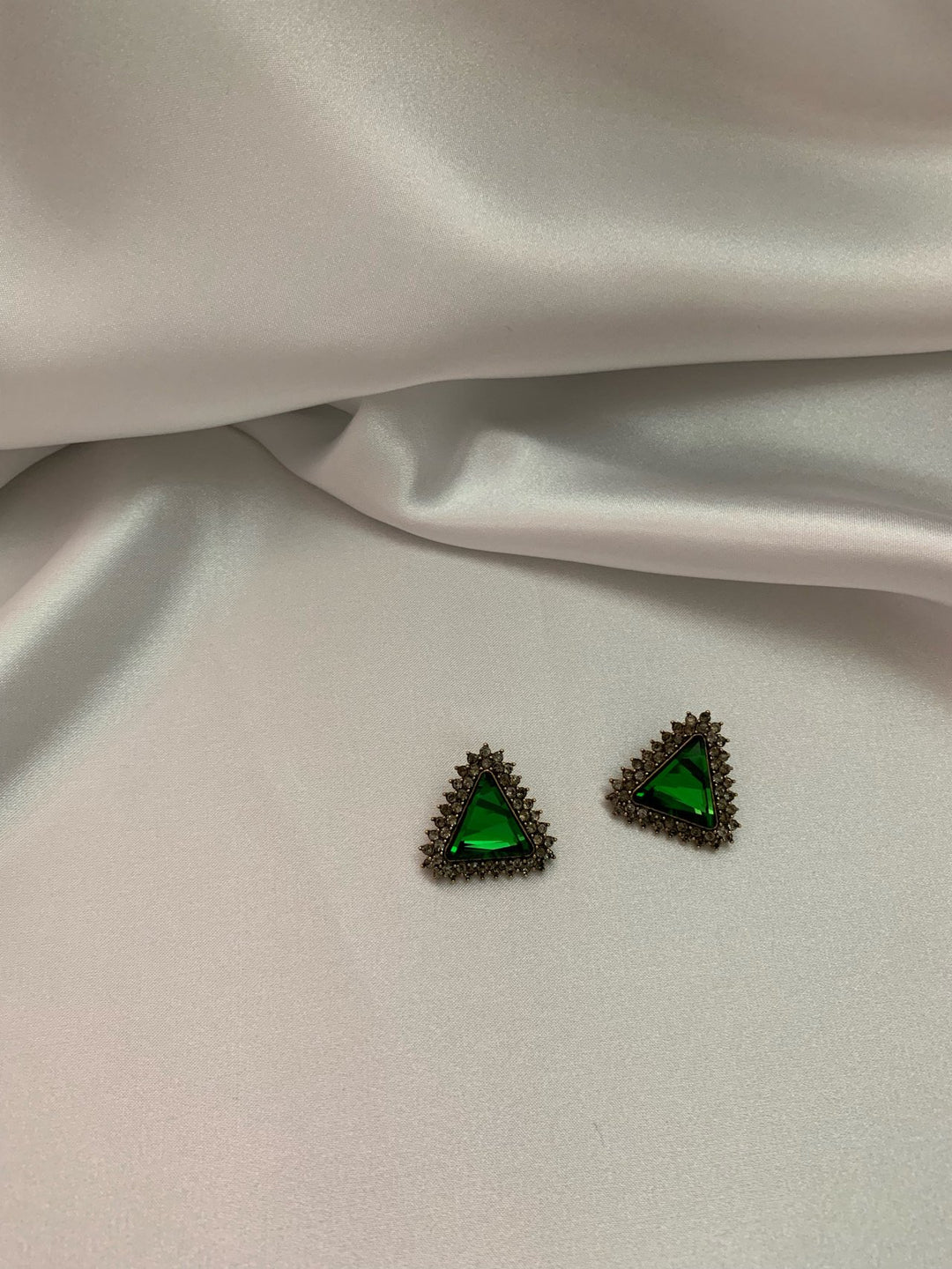 Green Triangle Earrings