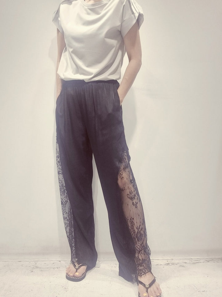 Lace trimmed Satin Pants