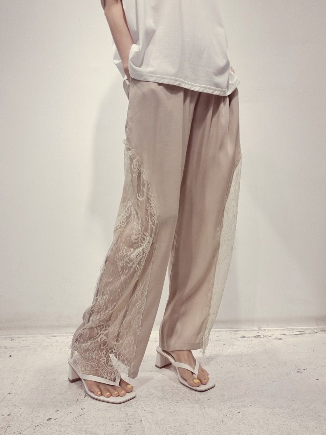 Lace trimmed Satin Pants