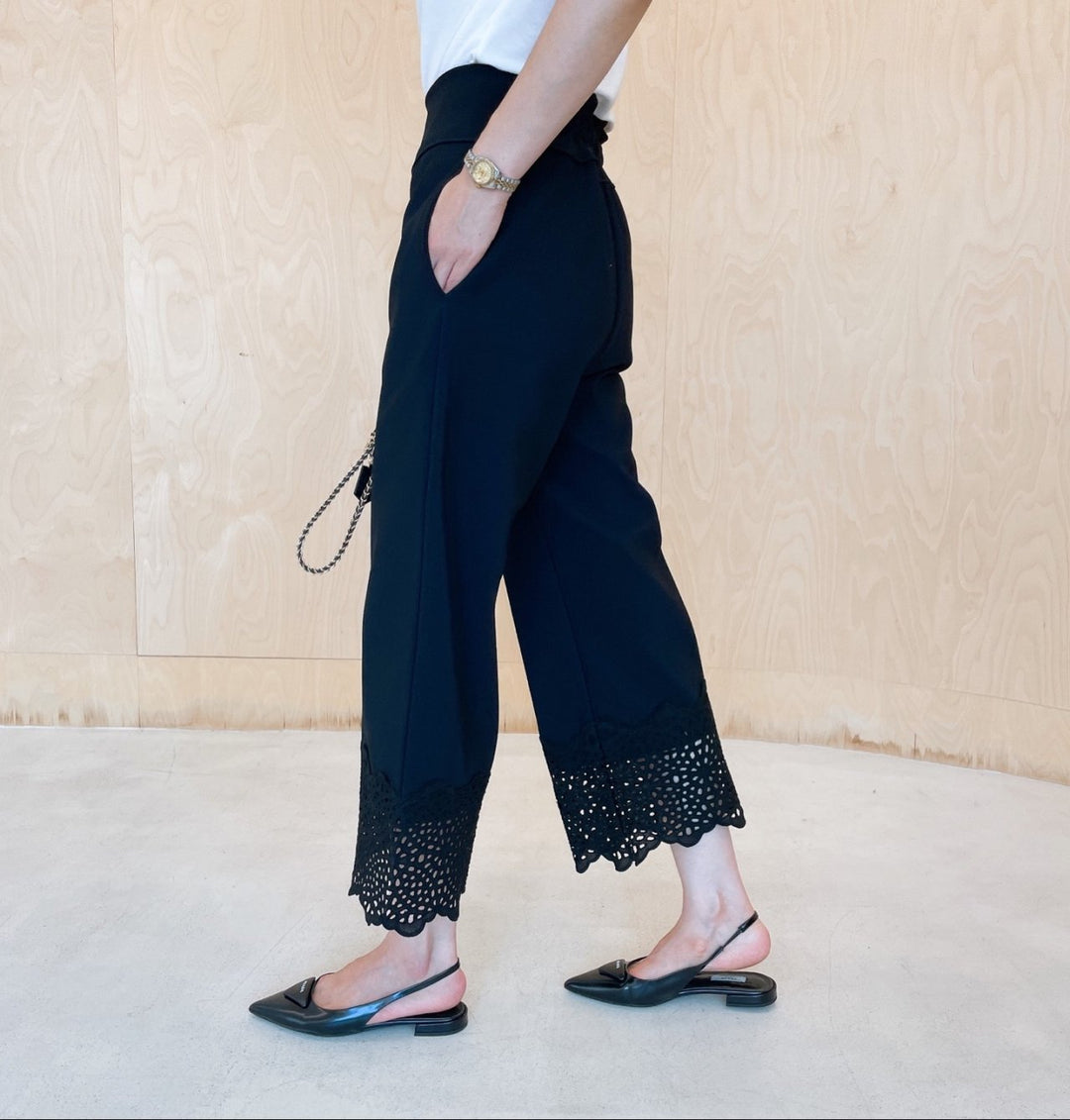 Lace Trimmed Crazy Span Pants