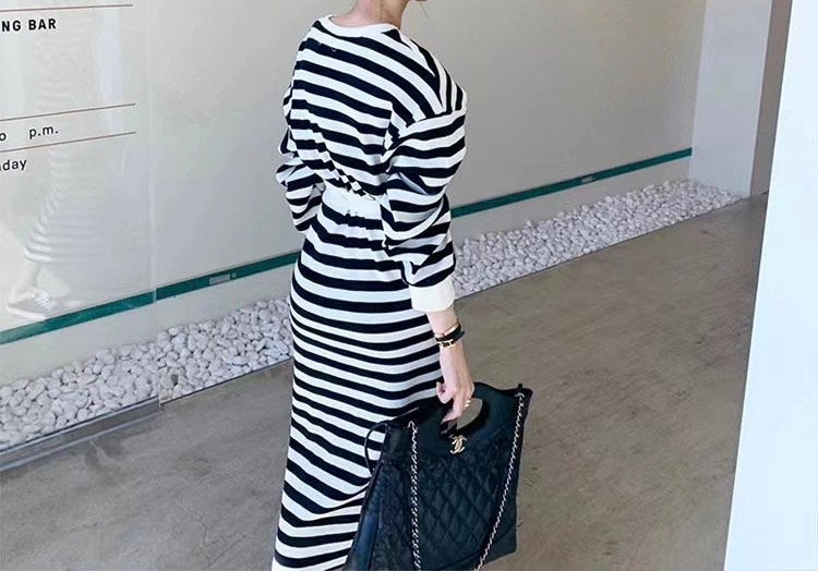 Stripe Wrap Cotton Dress