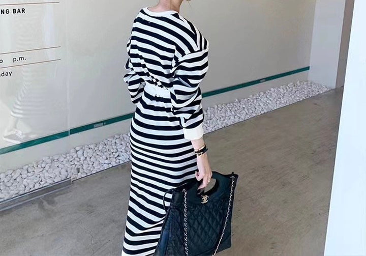 Stripe Wrap Cotton Dress