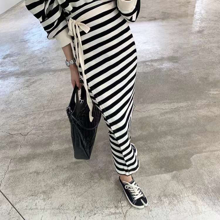 Stripe Wrap Cotton Dress