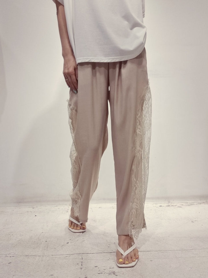 Lace trimmed Satin Pants