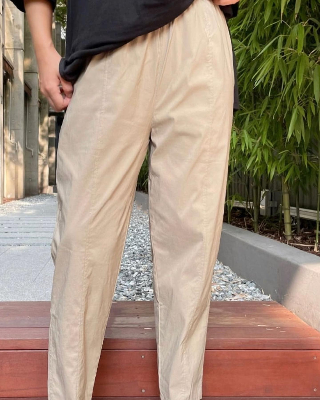 Nylon Stitch point Straight Pants