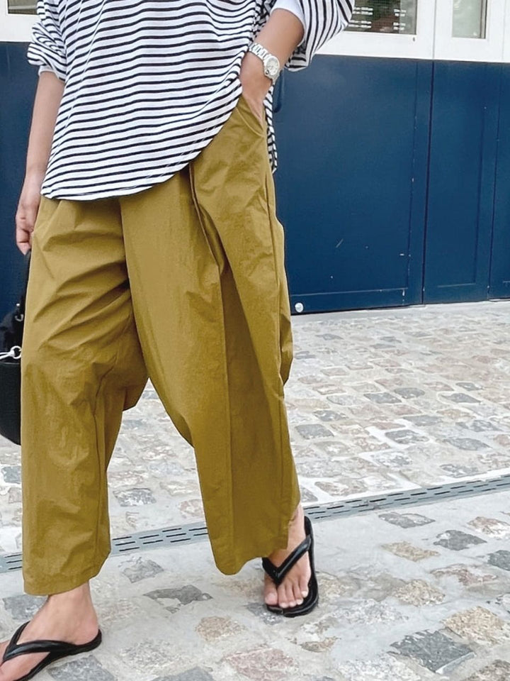 Nylon Wide Banding Pants