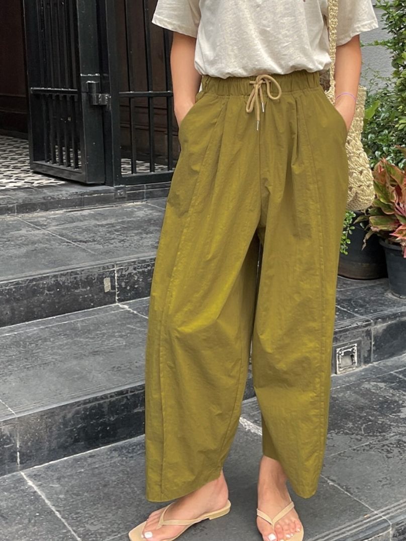 Nylon Wide Banding Pants