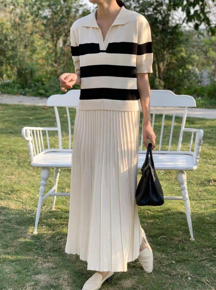 Stripe Top Pleated Dress