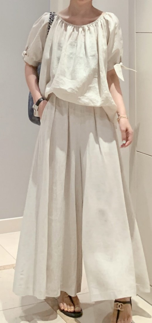 Linen Wide Skirt Pants