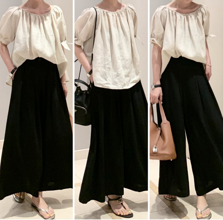 Linen Wide Skirt Pants