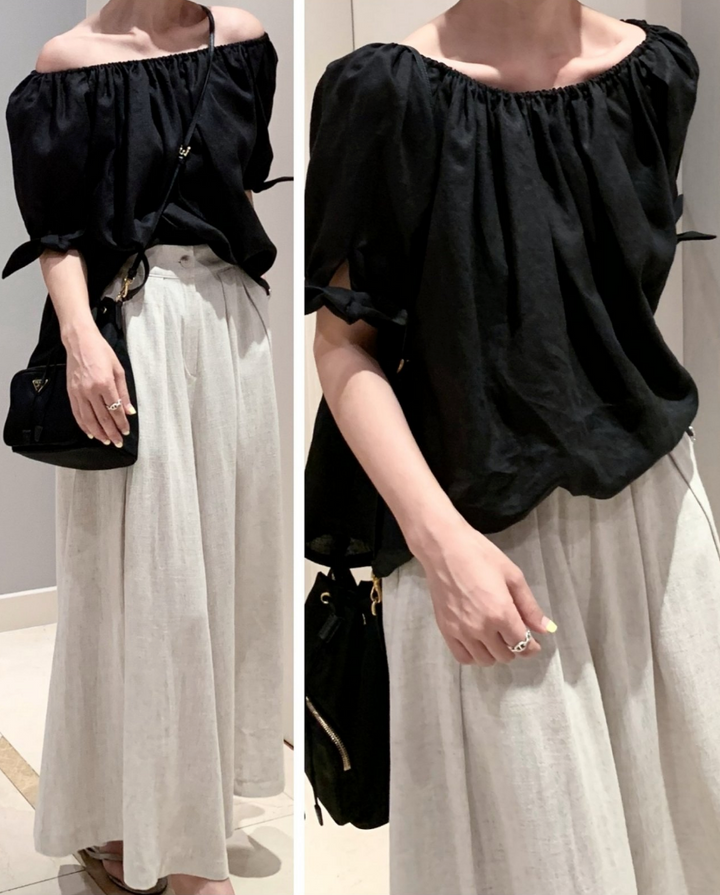 Linen Wide Skirt Pants