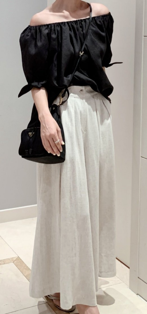 Linen Wide Skirt Pants