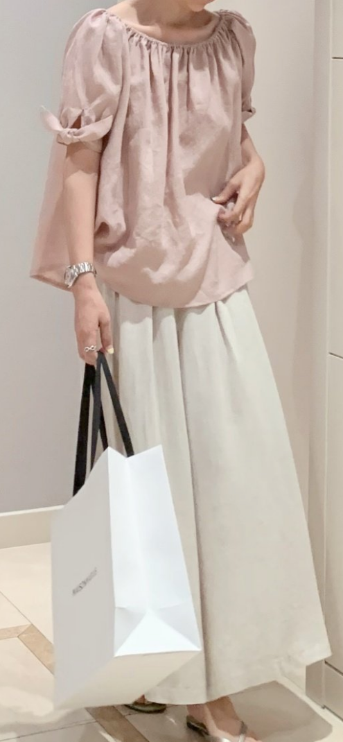 Linen Wide Skirt Pants