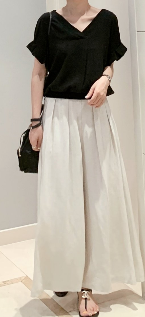 Linen Wide Skirt Pants