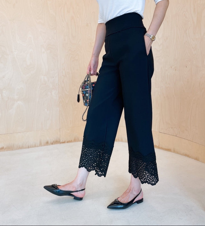 Lace Trimmed Crazy Span Pants