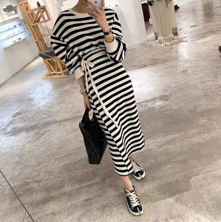 Stripe Wrap Cotton Dress