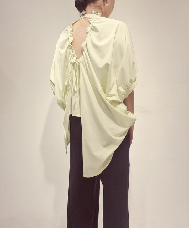 Heart Back Open Long T-shirt Blouse