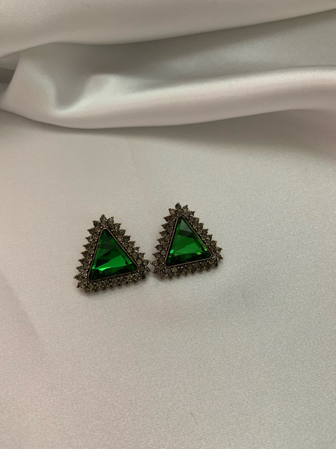 Green Triangle Earrings