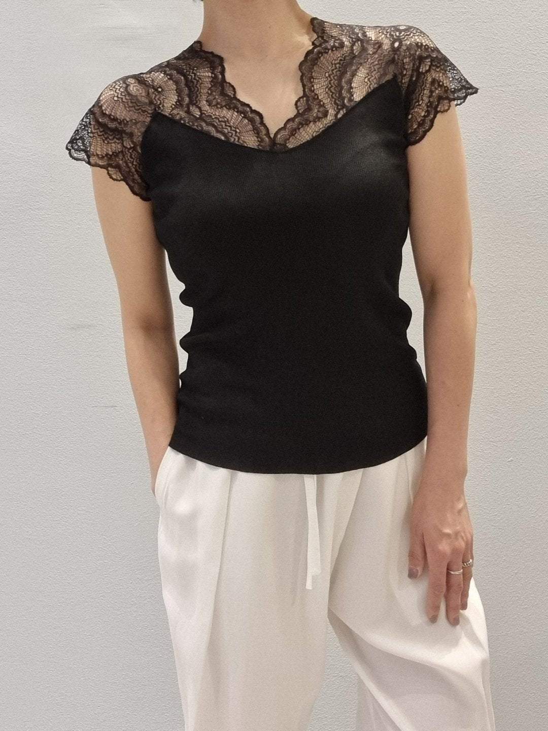 Lace Shoulder Sleeveless Top